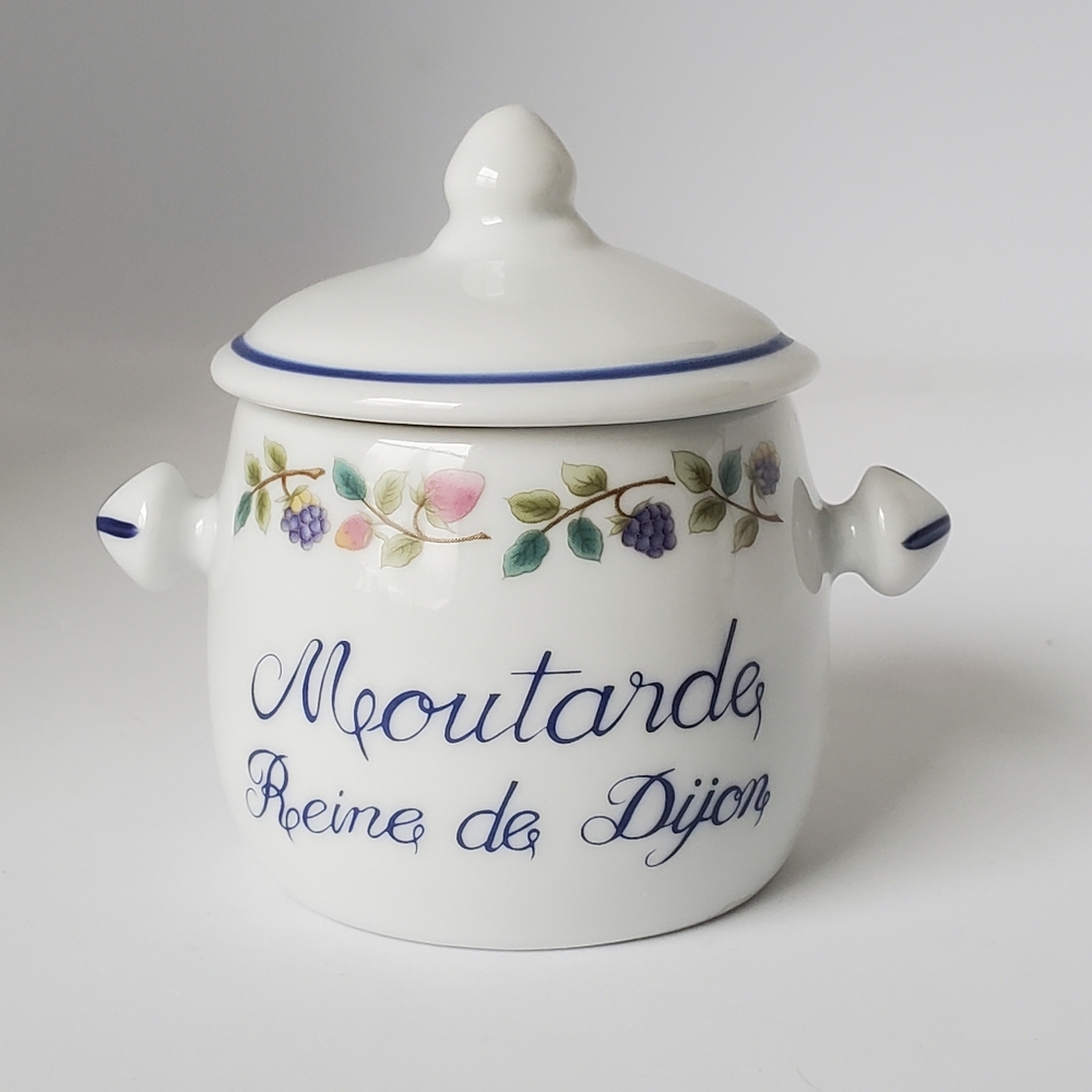 Revol Porcelain Dijon Mustard Jar with Lid Moutarde Reine de Dijon